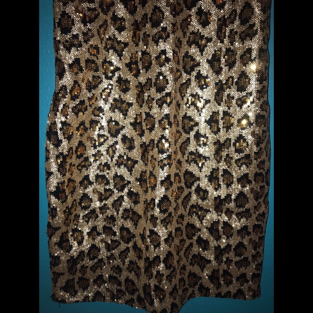 Sequin Leopard Mini Bodycon Dress shimmer Small - Picture 6 of 7